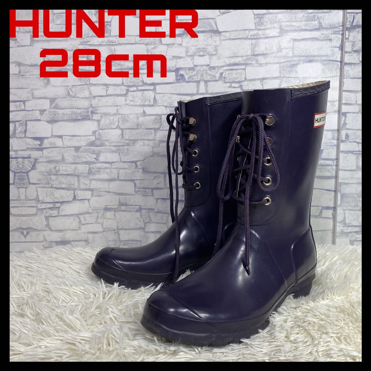 HUNTER ハンター レースアップ ロング レインブーツ 長靴 28cm HUNTER ハンター レースアップ ロング レインブーツ 長靴 28cm
