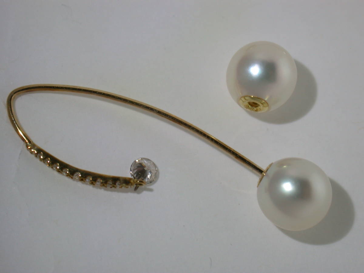 k18 天然ダイヤ アコヤ真珠 ピアス 7.5mm ピアス | dermcenter.com.mx
