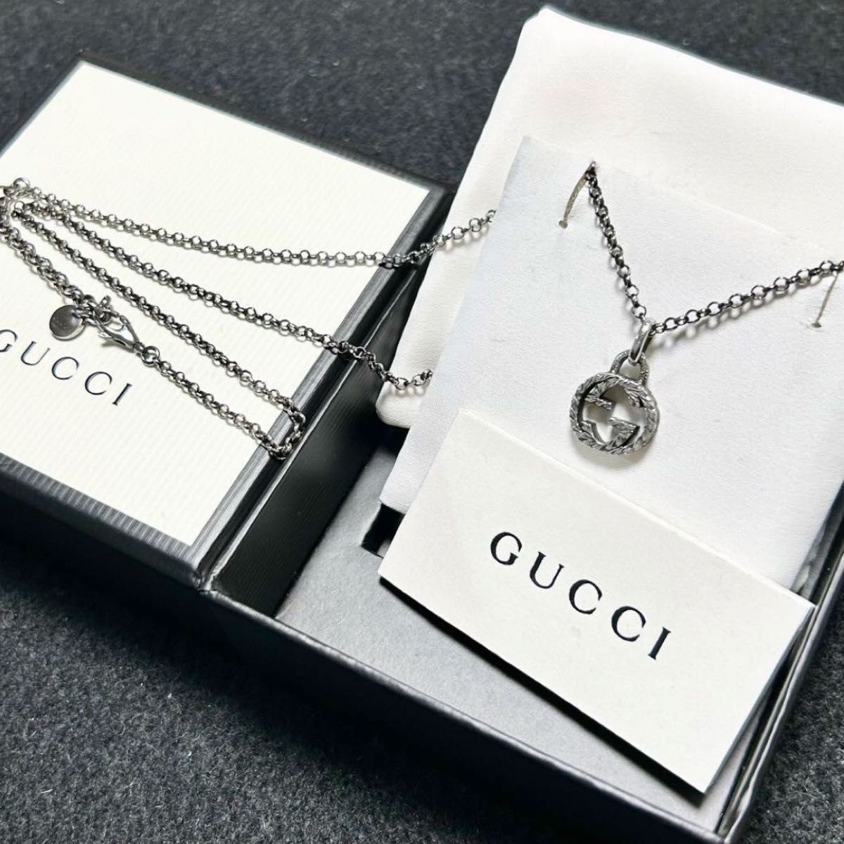 GUCCI グッチ インターロッキング ダブルG ネックレス 燻し GUCCI グッチ インターロッキング ダブルG ネックレス 燻し
