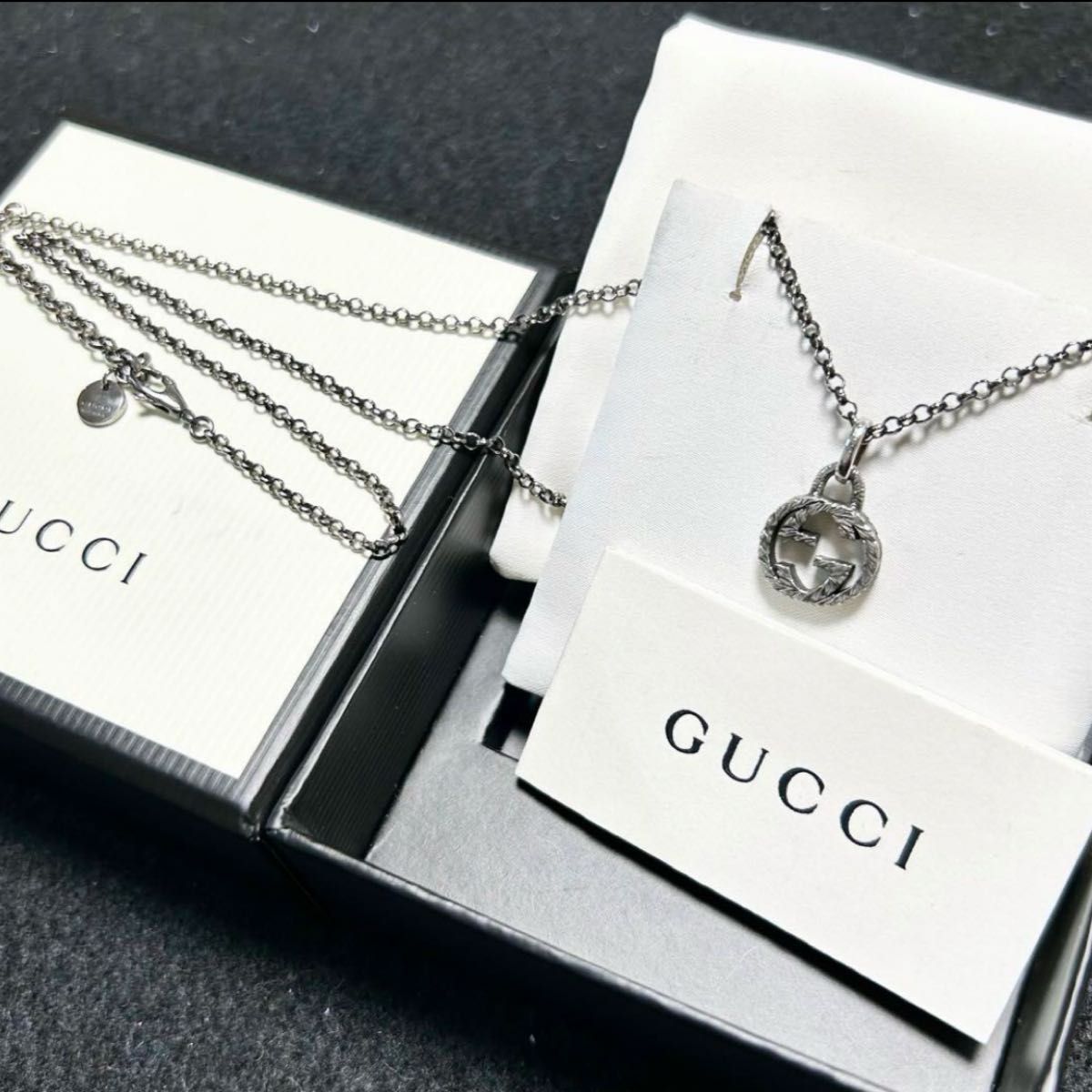 GUCCI グッチ インターロッキング ダブルG ネックレス 燻し GUCCI グッチ インターロッキング ダブルG ネックレス 燻し