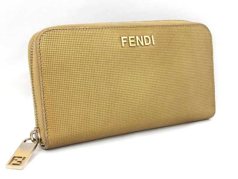 FENDI フェンディ レザー ゴールド ラウンドファスナー 8M0024 長財布 /B4436