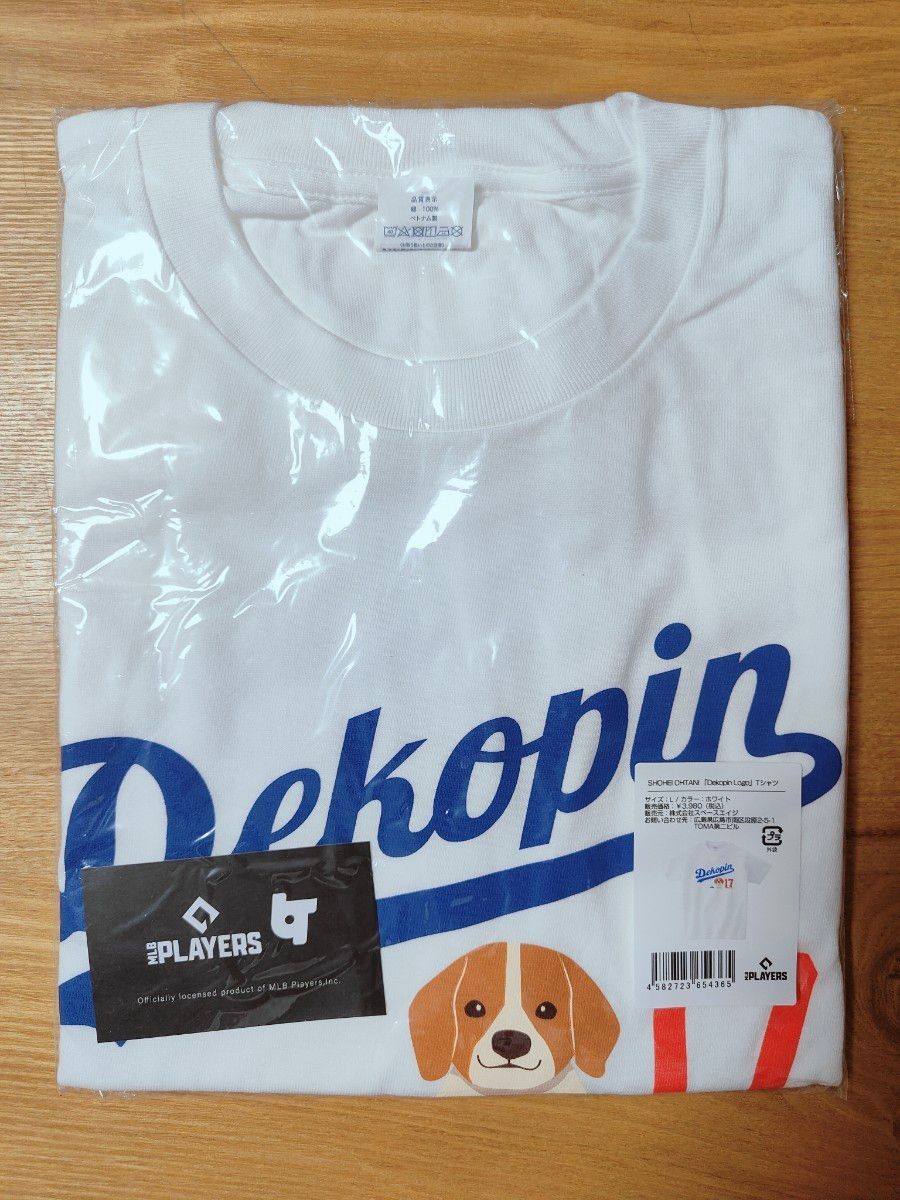 SHOHEI OHTANI Dekopin Logo Tシャツ Lサイズ 白 デコピン MLB正規品 大谷翔平 白 Lサイズ Tシャツ dekopin White