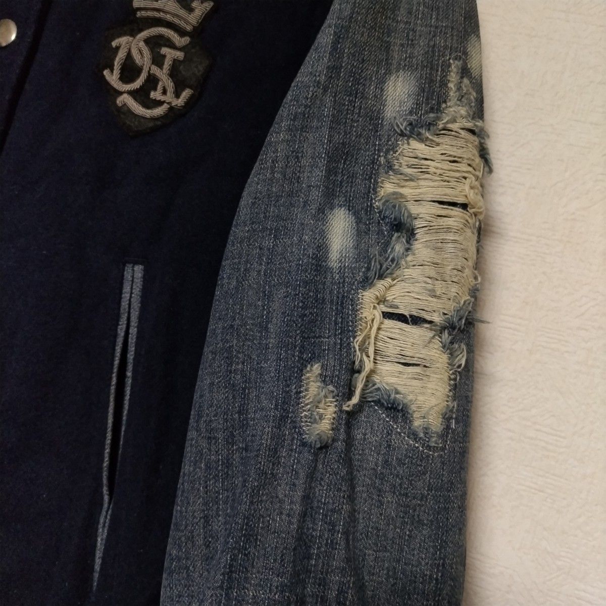 DIESEL ディーゼル ダメージ加工 デニム 切替 スタジャン DIESEL ディーゼル ダメージ加工 デニム 切替 スタジャン