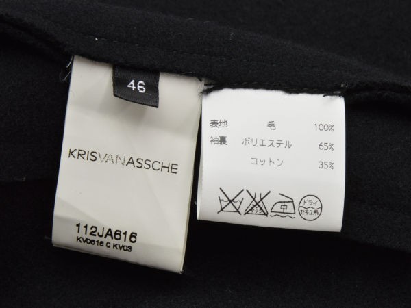 クリスヴァンアッシュ KRIS VAN ASSCHE テーラードジャケット 46サイズ ブラック イタリア製 メンズ F-L5968_画像8