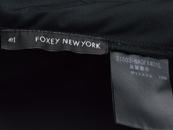 フォクシーニューヨーク FOXEY NEWYORK パピヨン リボン ノースリワンピース 40サイズ ブラック レディース F-M11218_画像5