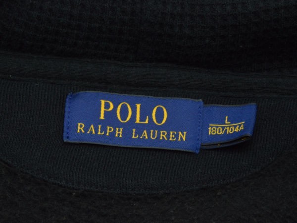 ポロ ラルフローレン POLO RALPH LAUREN リブ フード スエットパーカ Lサイズ ブラック×ライトグレー メンズ F-L5640_画像6
