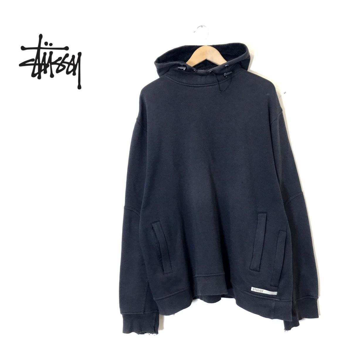 1K2611-N*old*00s stussy Old Stussy Parker f-ti- thick width of a garment wide . lining mesh * sizeL black black cotton poly- 