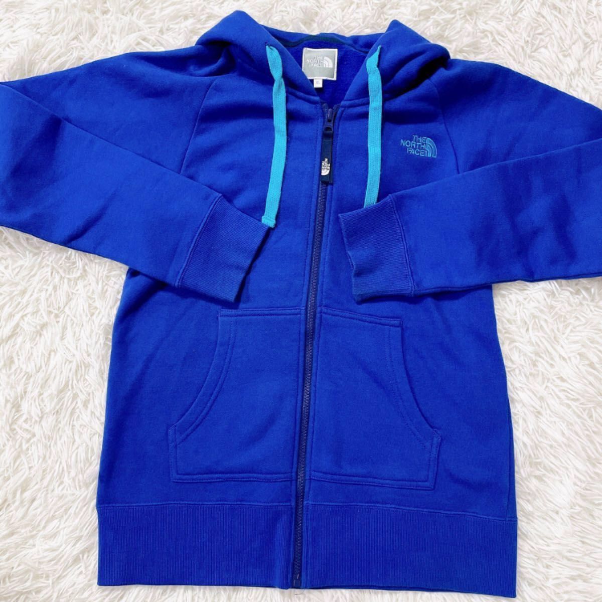美品 ノースフェイス 裏起毛 パーカー レディース XL 青ブルー 美品 ノースフェイス 裏起毛 パーカー レディース XL 青ブルー