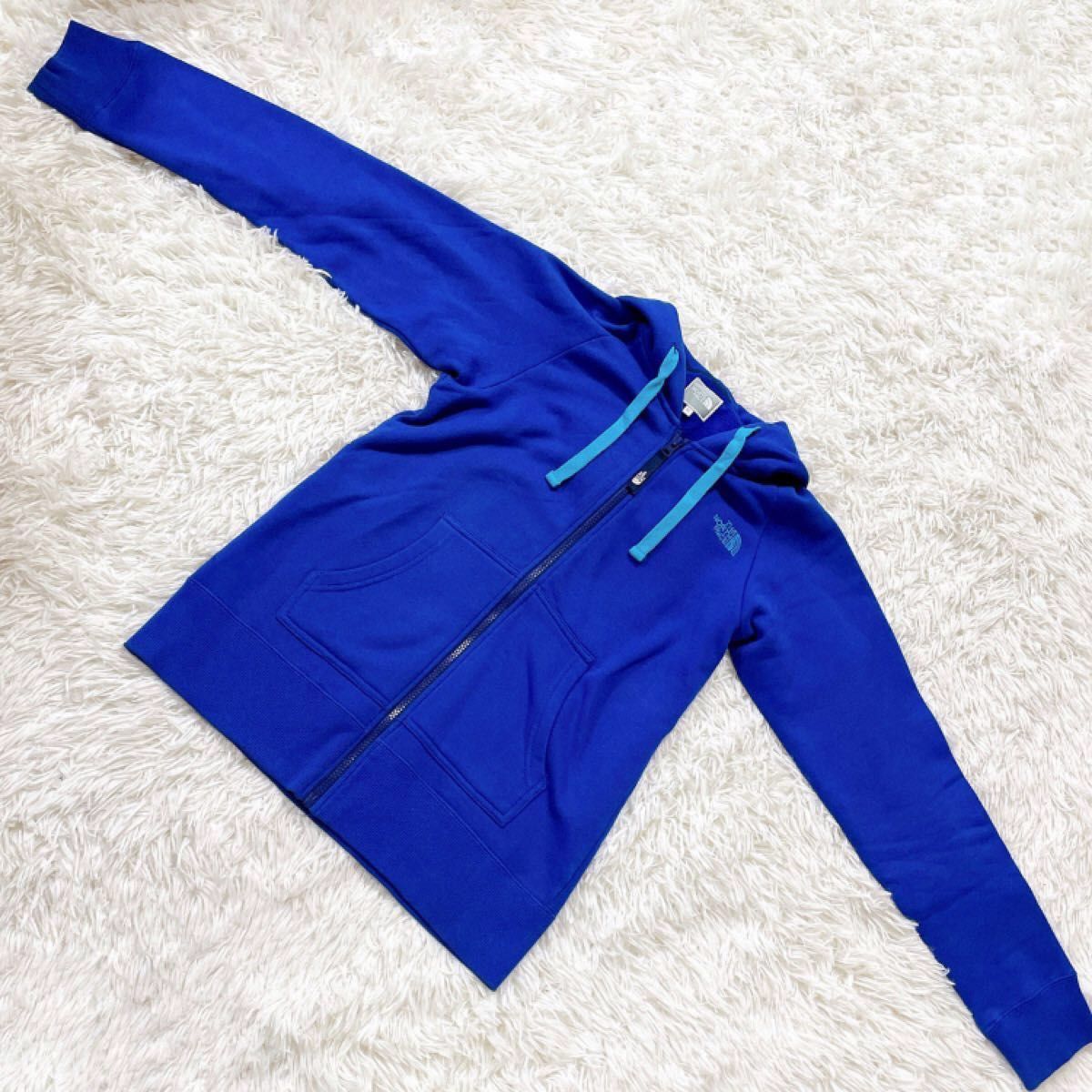 美品 ノースフェイス 裏起毛 パーカー レディース XL 青ブルー 美品 ノースフェイス 裏起毛 パーカー レディース XL 青ブルー
