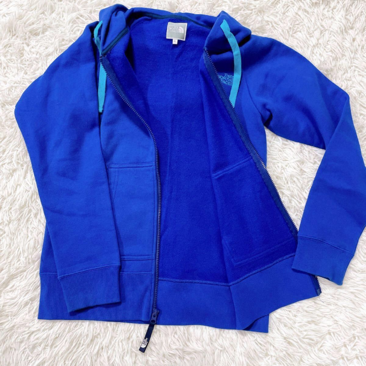 美品 ノースフェイス 裏起毛 パーカー レディース XL 青ブルー 美品 ノースフェイス 裏起毛 パーカー レディース XL 青ブルー