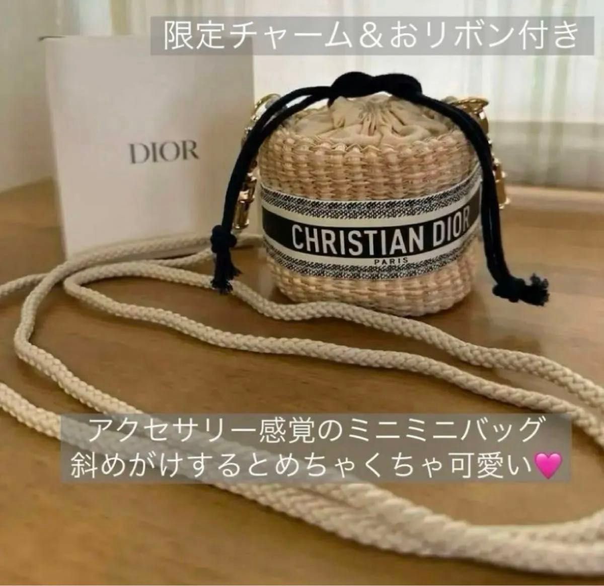 レア DIOR ディオール カゴポーチ マイクロバッグ ストロー レア DIOR ディオール カゴポーチ マイクロバッグ ストロー