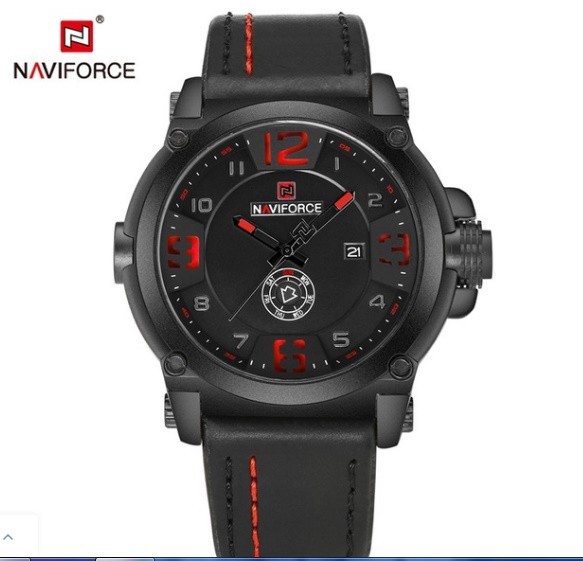 Naviforce男性' sファッション高級ブランドMilitray時計スポーツ時計レザーストラップ男性防水クォーツ腕時計_画像9