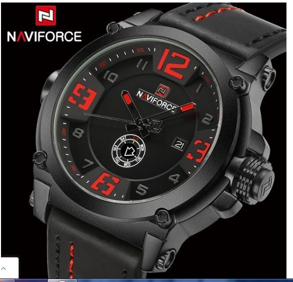 Naviforce男性' sファッション高級ブランドMilitray時計スポーツ時計レザーストラップ男性防水クォーツ腕時計_画像4