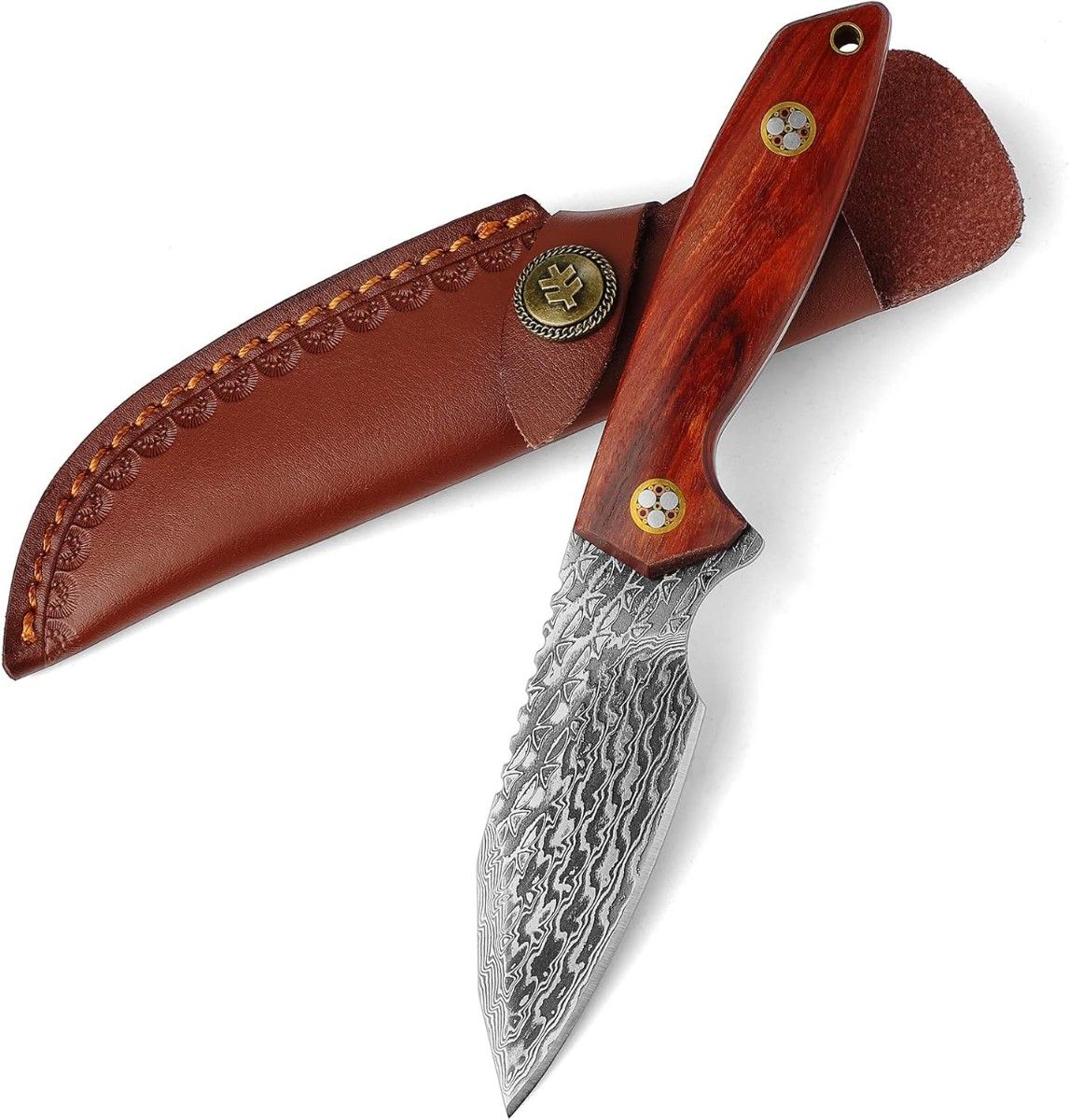 SWISS+TECH ダマスカスナイフ シースナイフ 64層ダマスカス鋼 SWISS+TECH ダマスカスナイフ シースナイフ 64層ダマスカス鋼