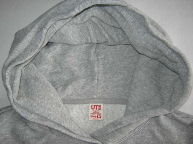 ★古着 2014年 UNIQLO×DISNEY ユニクロ×ディズニー UT ミッキーマウス スウェットパーカー L グレー 裏毛 ウォッシュ加工 WOMEN 女性用★_画像4