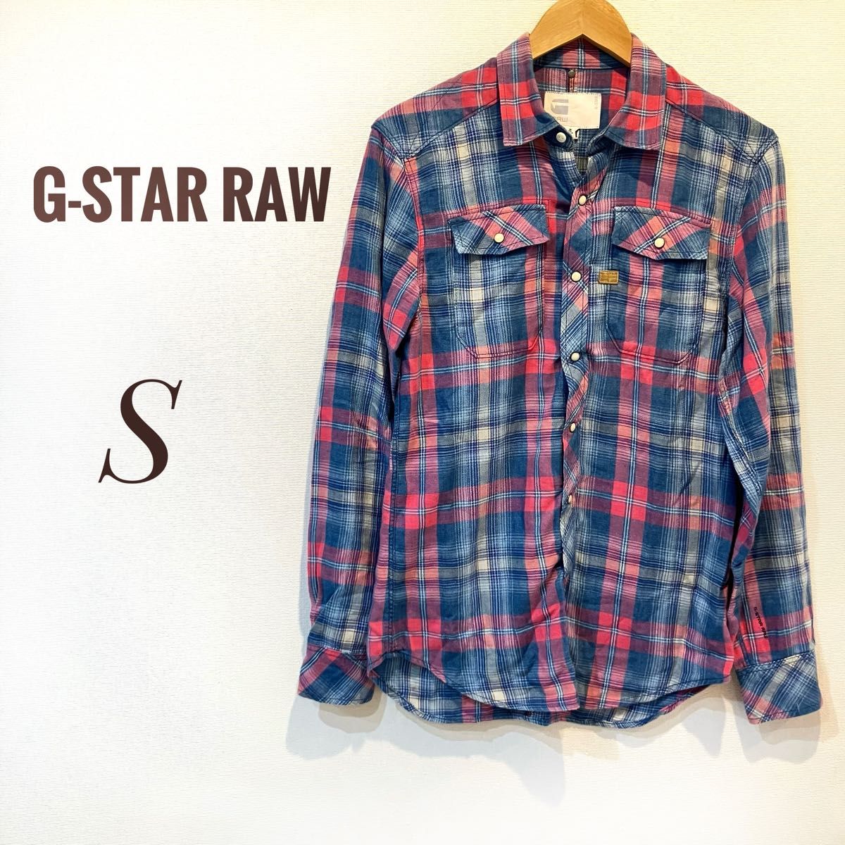 休日セール価格 G-STAR RAW チェックシャツ ネルシャツ ブルー 休日セール価格 G-STAR RAW チェックシャツ ネルシャツ ブルー