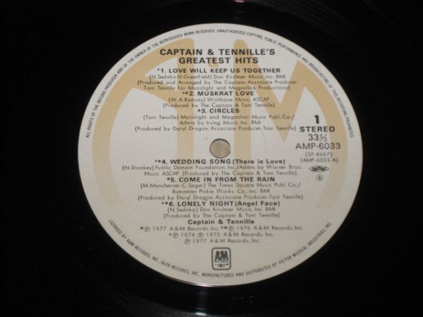 Captain And Tennille - Greatest Hits /AMP-6033/国内盤LPレコード_画像8