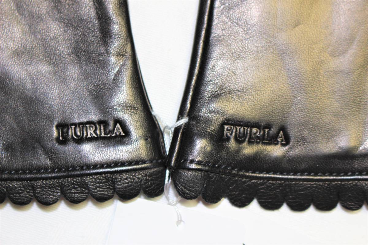 FR-3 new goods genuine article prompt decision . leather gloves Furla FURLA lady's Italy made leather glove black black famous brand for women present etc. 