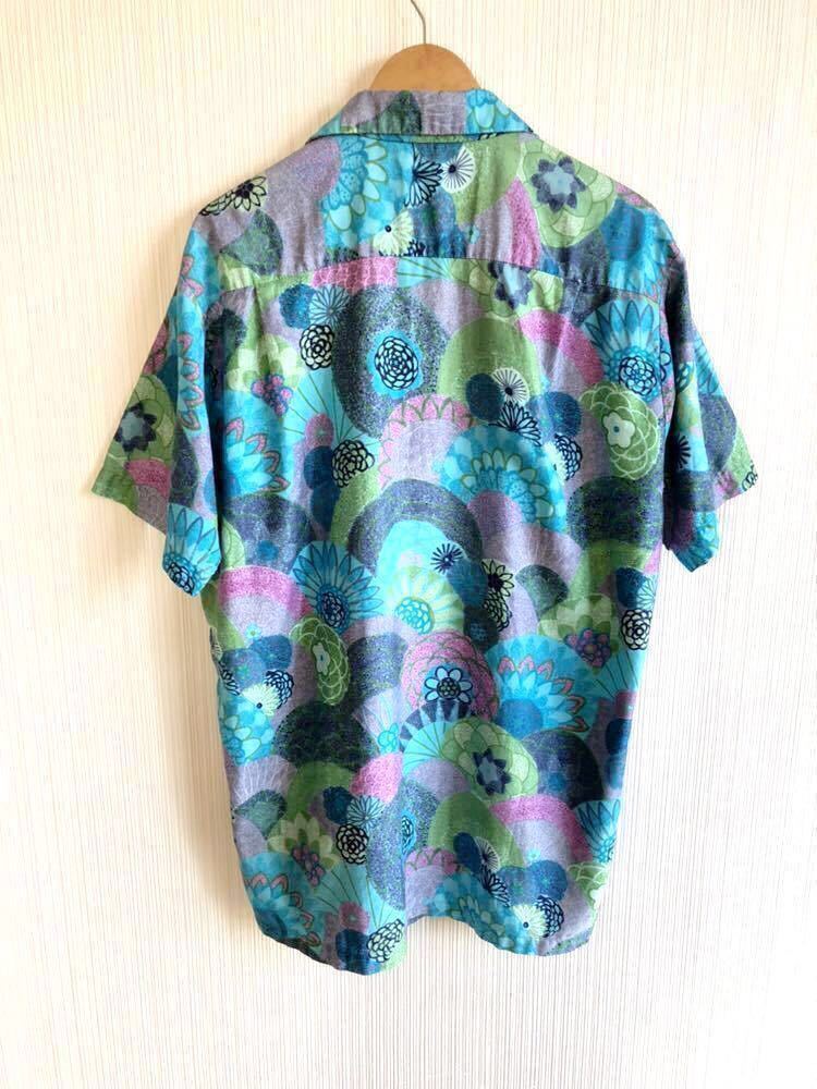 ★☆60s ハワイ製 VINTAGE Paradise Hawaii HONOLULU 総柄 JAHACAプリント 菊模様 フラワートロピカル アロハシャツ OLD ビンテージ ☆★_画像5