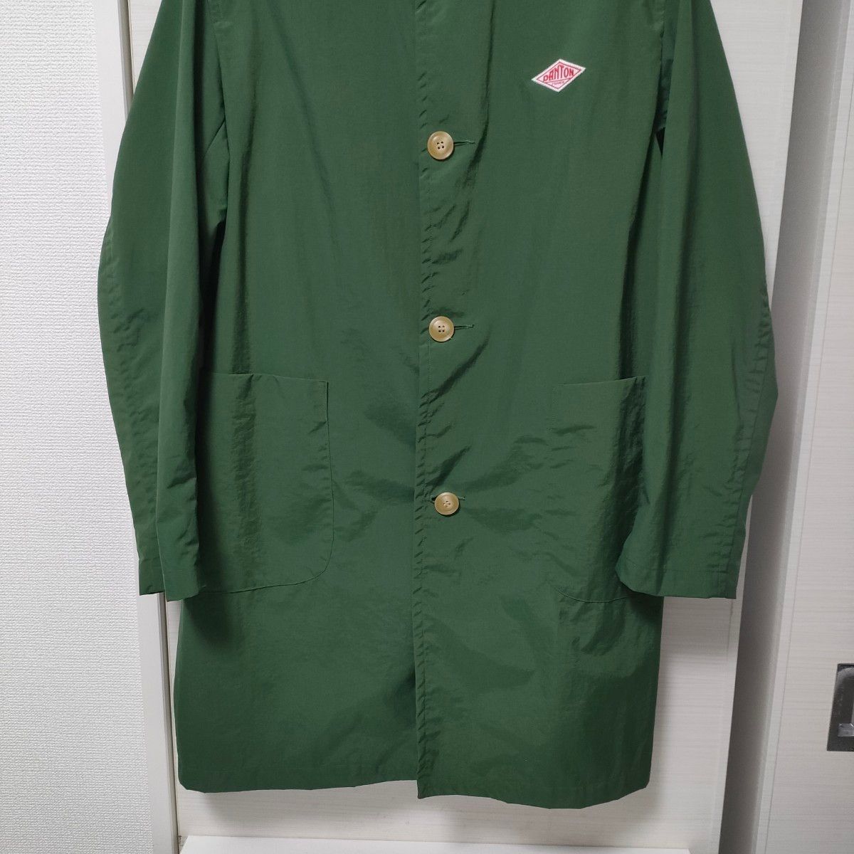 ダントン ナイロンタフタ ステンカラーコート カーキ 40 美品 ダントン ナイロンタフタ ステンカラーコート カーキ 40 美品