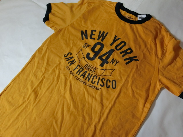 USA購入 人気アメカジブランド オールドネイビー【OLD NAVY】 【SF-NY】ロゴプリント入りTシャツUS Sサイズ イエロー_画像4