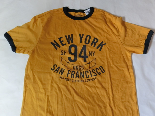 USA購入 人気アメカジブランド オールドネイビー【OLD NAVY】 【SF-NY】ロゴプリント入りTシャツUS Sサイズ イエロー_画像1