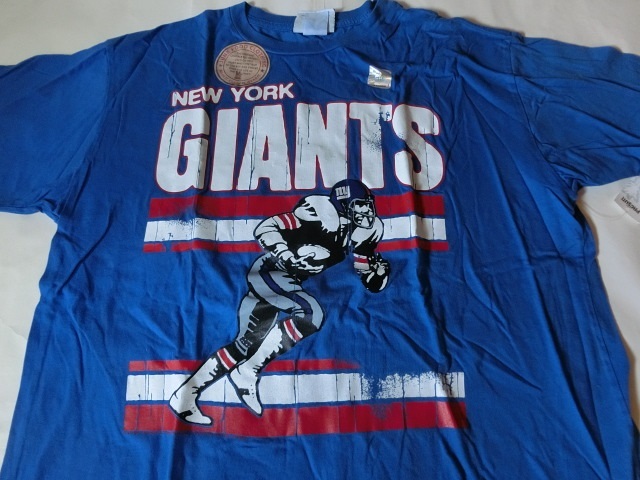 USA buy popular brand junk food [JUNKFOOD]x NFL american football [NY GIANTS] paint print T-shirt US L size blue new goods unused 