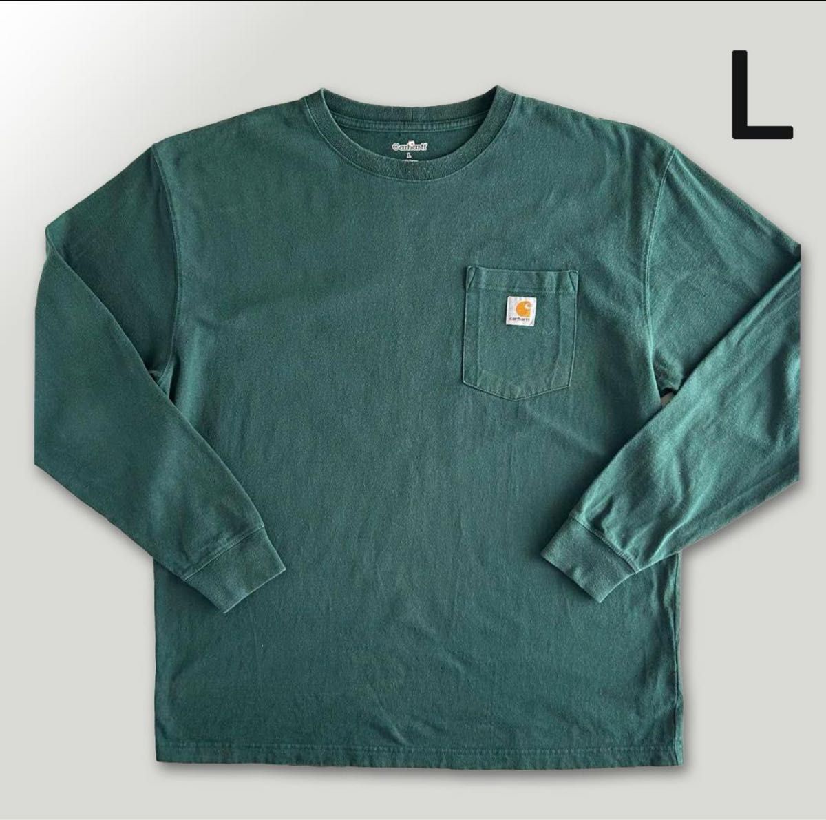 カーハート ロンT ロングTシャツ ポケットtシャツ ダークグリーン L Carhartt 長袖Tシャツ 古着