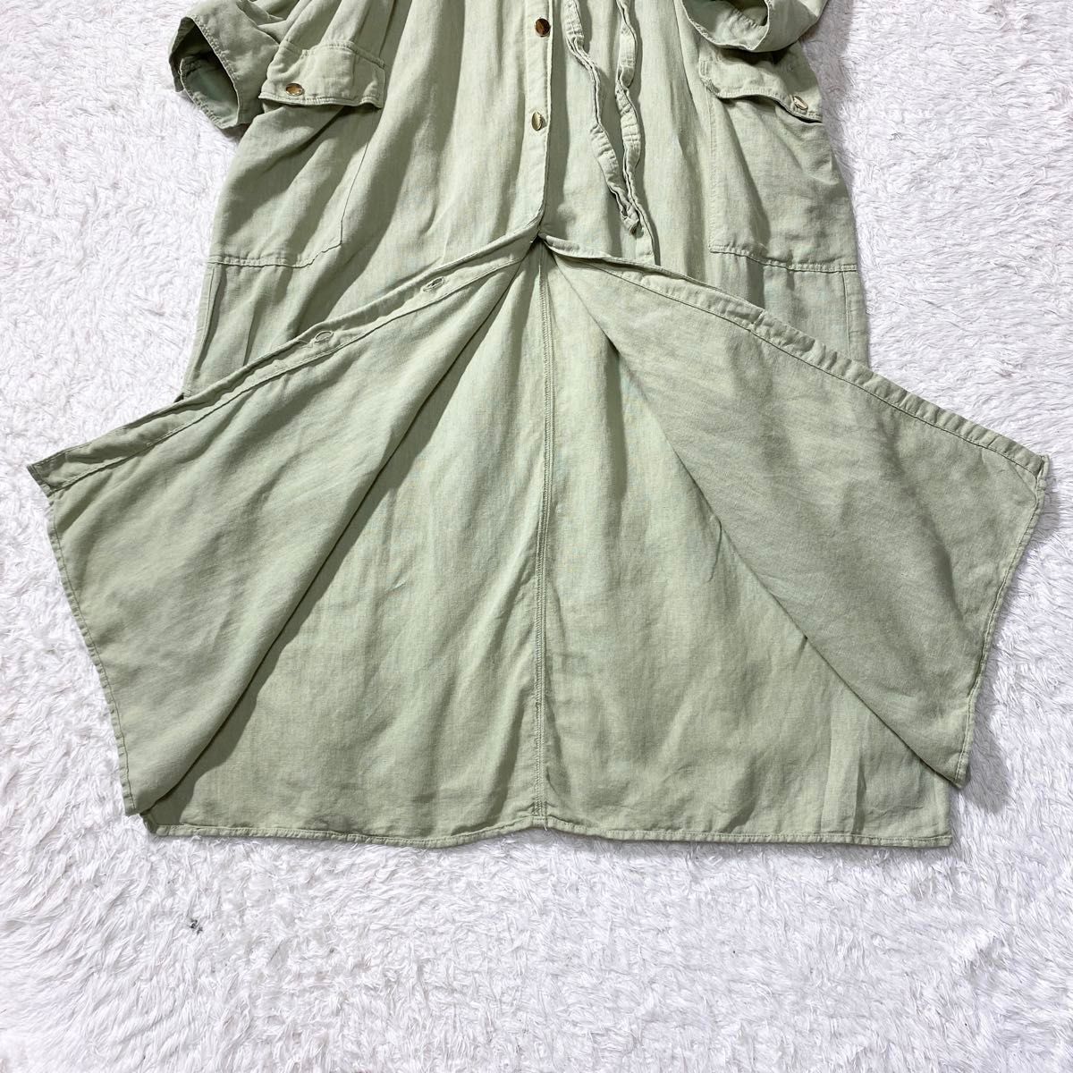 美品】ZARA ザラ リネン 麻 シャツワンピース マキシ丈 ロング 美品】ZARA ザラ リネン 麻 シャツワンピース マキシ丈 ロング