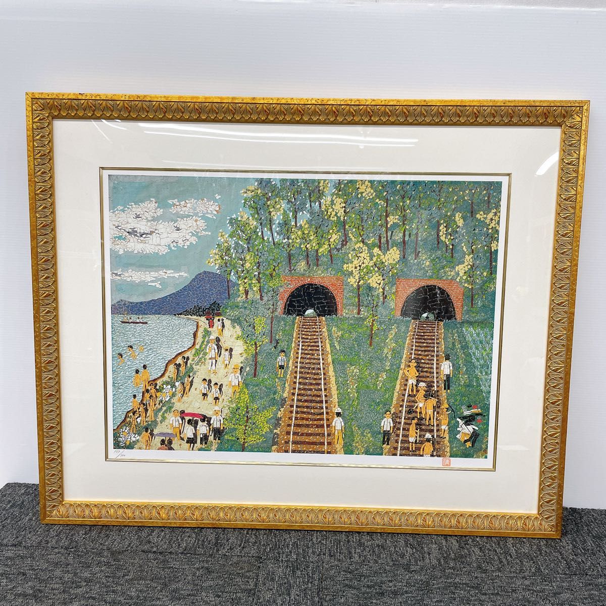希少 レア 山下 清『トンネルのある風景』セリグラフ 貼り絵 裸 希少 レア 山下 清『トンネルのある風景』セリグラフ 貼り絵 裸
