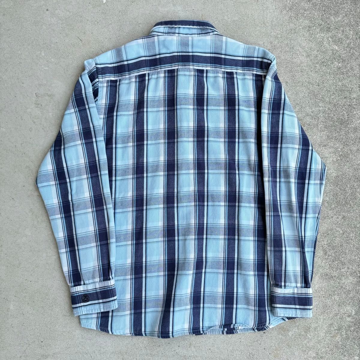 00年代 Stussy フランネルシャツ ブルー オンブレ 中田圭祐 00年代 Stussy フランネルシャツ ブルー オンブレ 中田圭祐