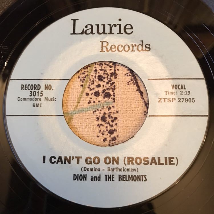 Dion And The Belmonts No One Knows / I Can't Go On (Rosalie) US Original 7inch Doo Wop ロカビリー_画像1