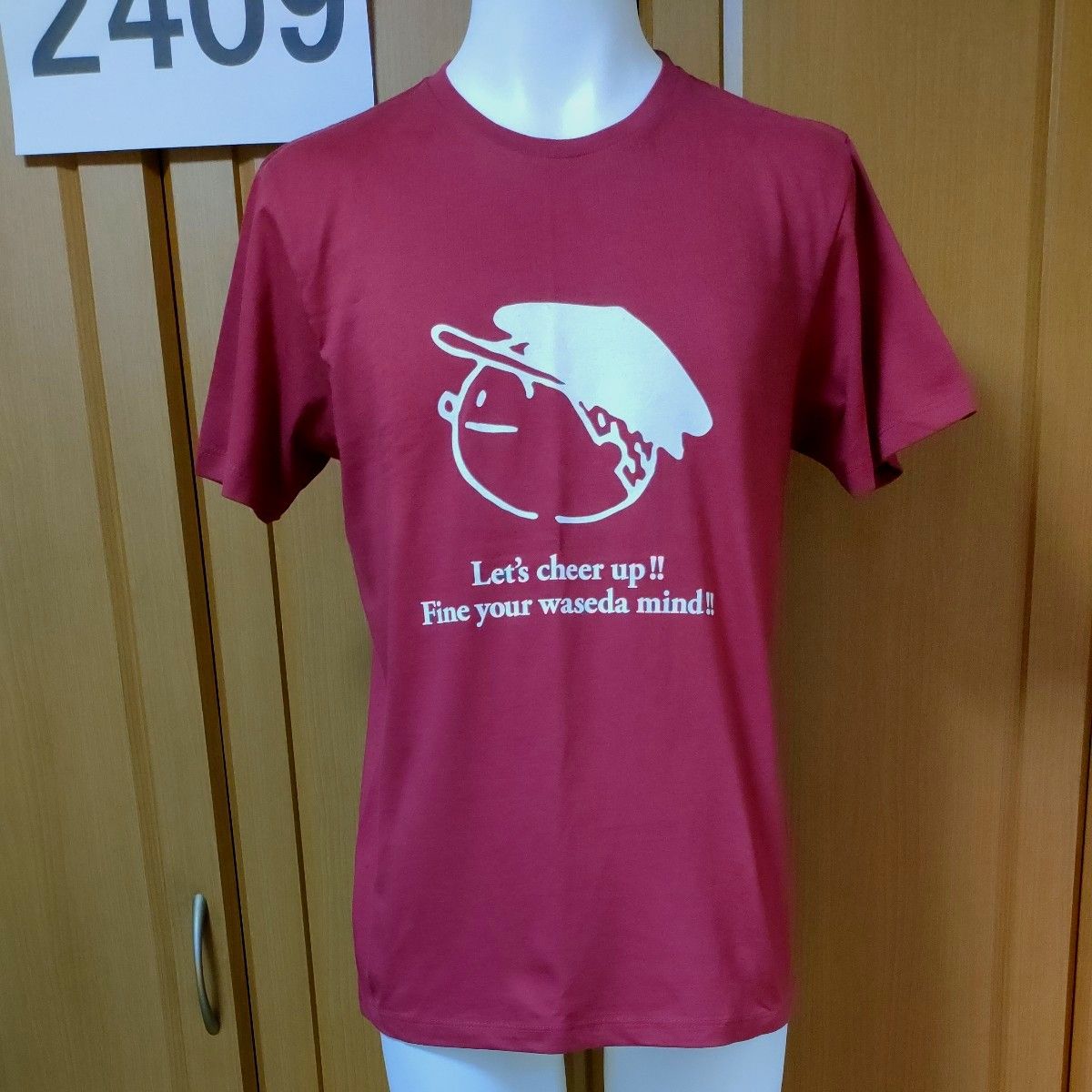 早稲田大学フクちゃん【美品】半袖TシャツS/M ワインレッド 早稲田大学フクちゃん【美品】半袖TシャツS/M ワインレッド