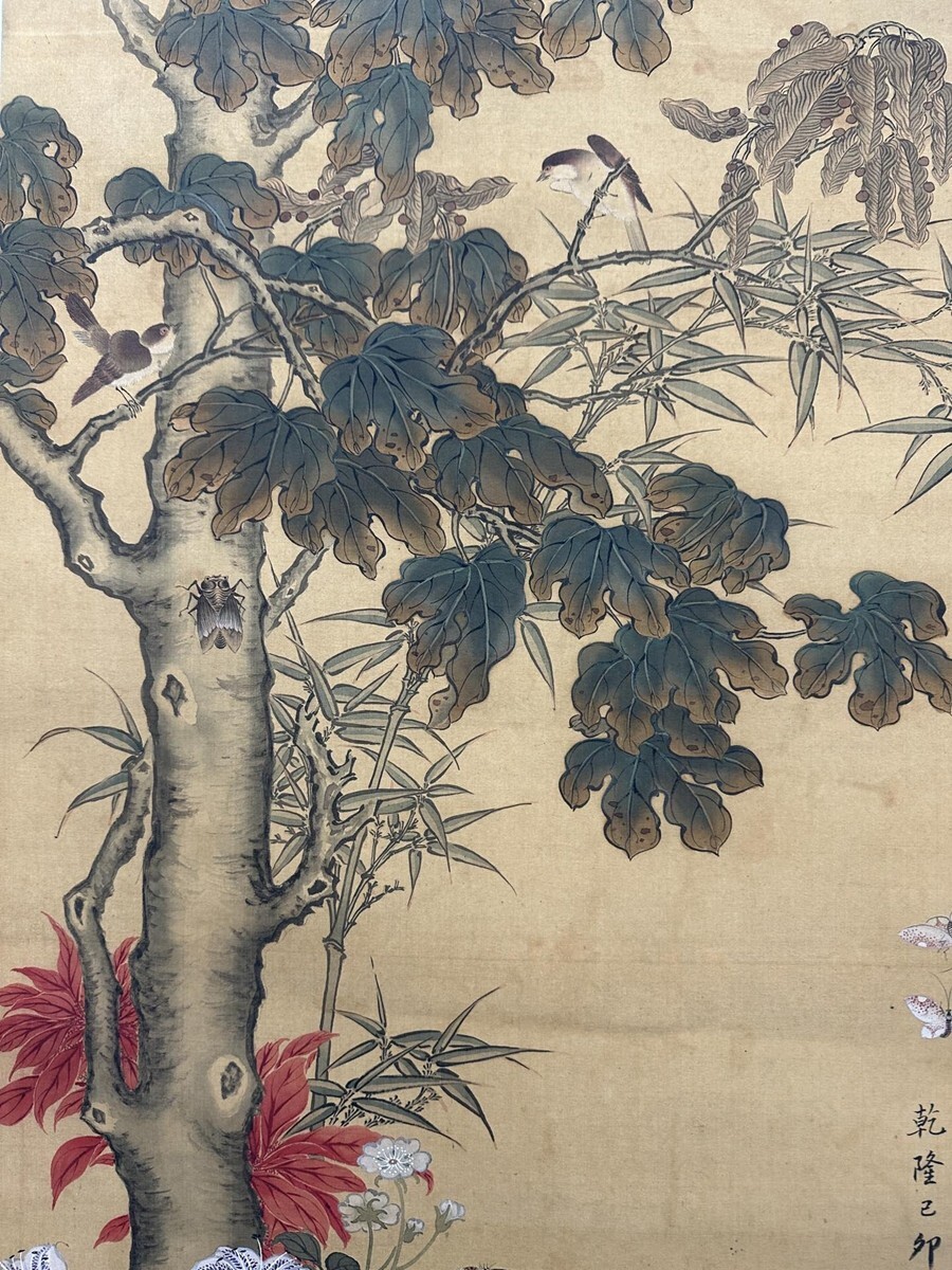 古びた蔵 中国書画 清代画家『沈銓 花鳥図 肉筆絹本』中国画 古びた蔵 中国書画 清代画家『沈銓 花鳥図 肉筆絹本』中国画