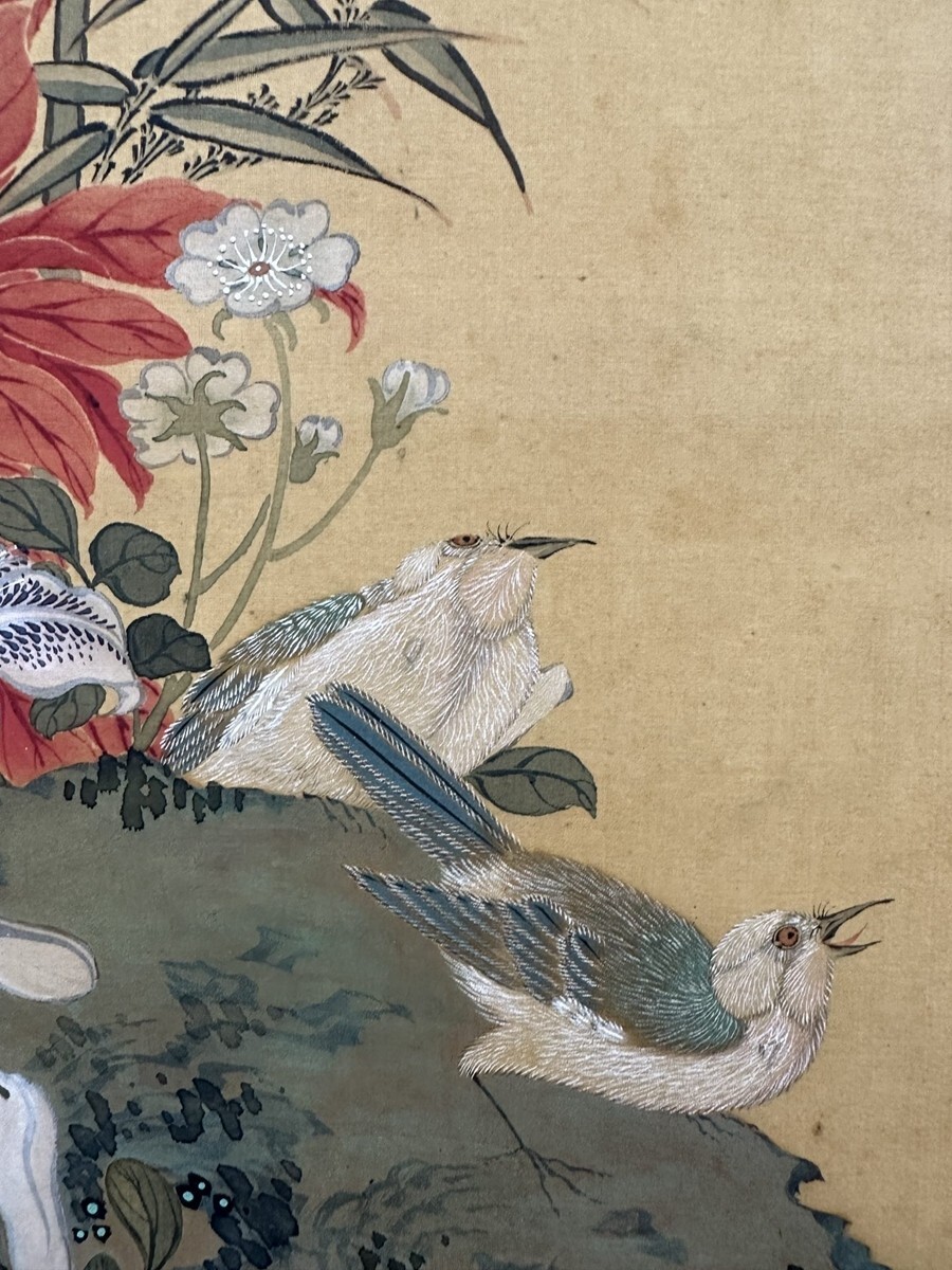 古びた蔵 中国書画 清代画家『沈銓 花鳥図 肉筆絹本』中国画 古びた蔵 中国書画 清代画家『沈銓 花鳥図 肉筆絹本』中国画