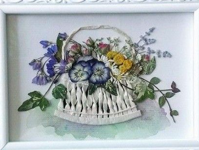 押し花アート「小さな花籠」押し花額 花 インテリア 額縁 花の絵 押し花アート「小さな花籠」押し花額 花 インテリア 額縁 花の絵