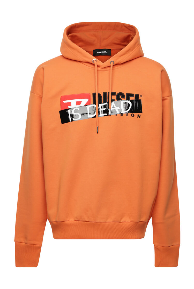 ★国内定価の30%オフ★ 正規品【新品・タグ付】 DIESEL ディーゼル IS DEAD 【HC-S-DIVISION】ORANGE オレンジ ロゴ フーディー パーカー