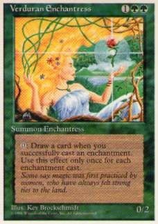 010120-002 4E/4ED 新緑の女魔術師/Verduran Enchantress 英1枚_画像1