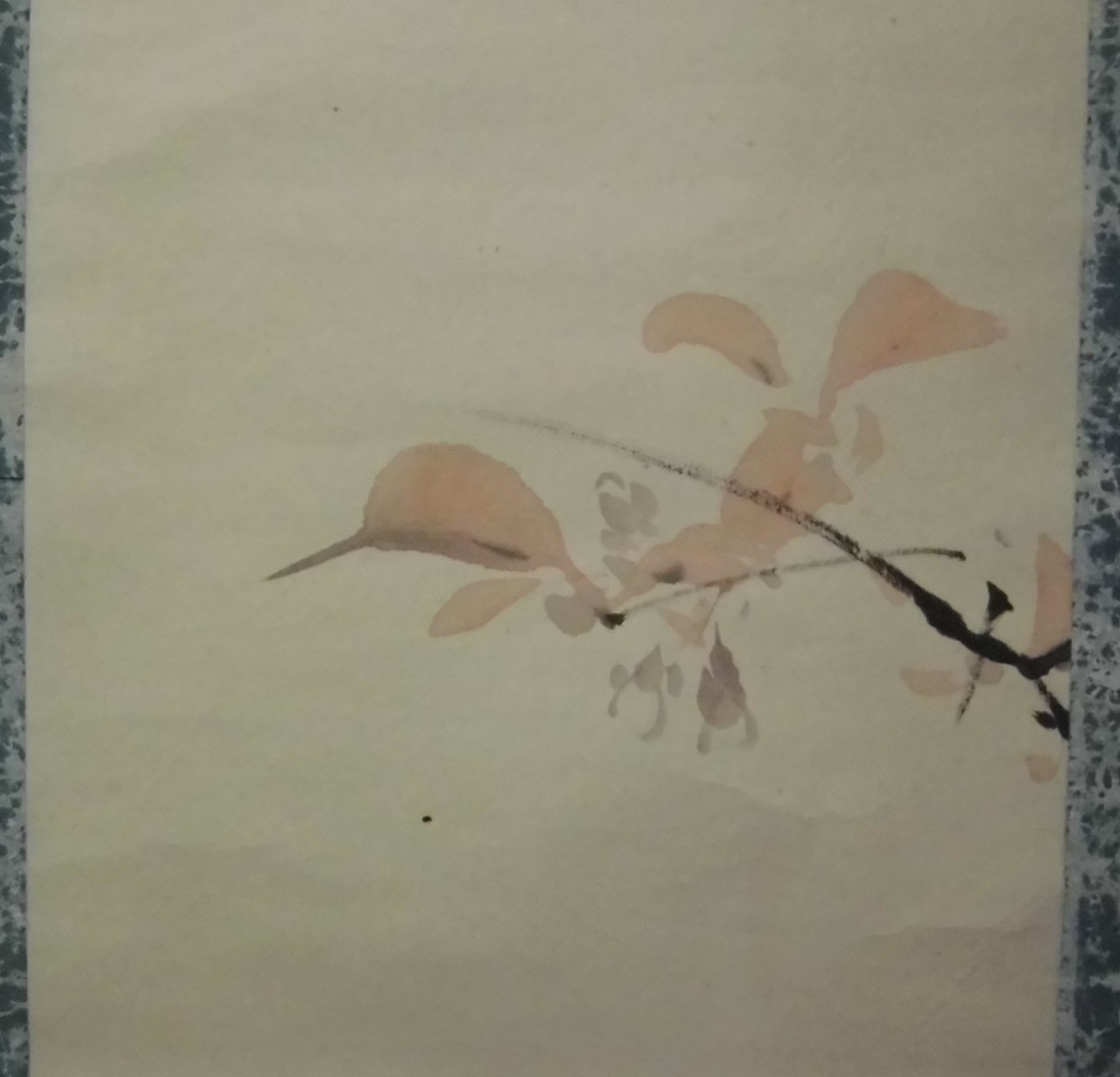  old hanging scroll flowers and birds . Zaimei (..) two width (. width ) spring . autumn paper book@ autograph axis . wooden paint .... bird Japanese picture 