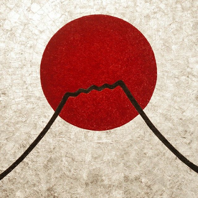純プラチナ日本画岩絵具使用 太陽と銀の富士山 がんどうあつし 純プラチナ日本画岩絵具使用 太陽と銀の富士山 がんどうあつし