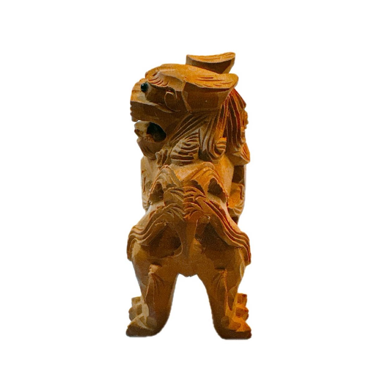 工芸品 シーサー 狛犬 木製総木彫り 置物 インテリア 1点物 工芸品 シーサー 狛犬 木製総木彫り 置物 インテリア 1点物