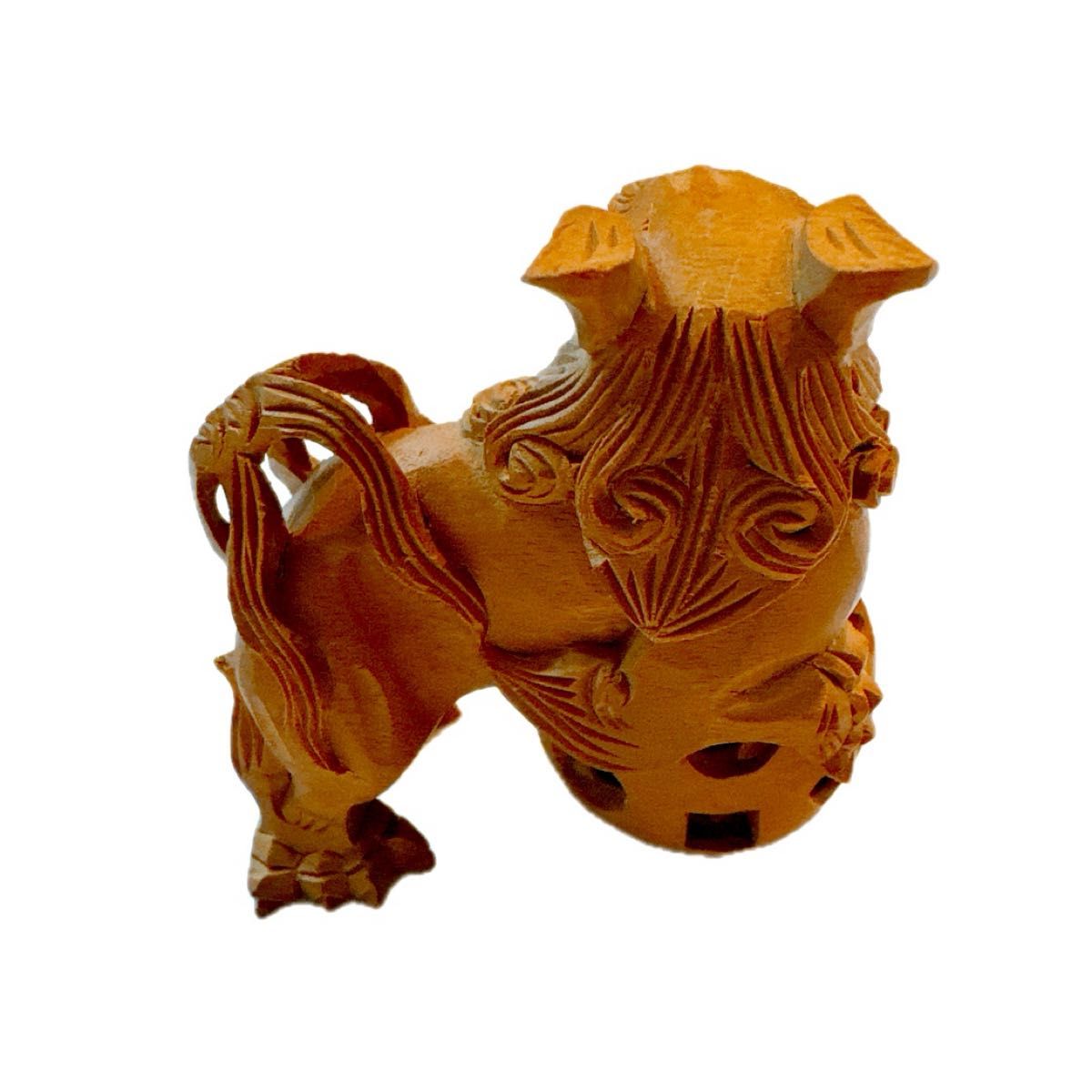 工芸品 シーサー 狛犬 木製総木彫り 置物 インテリア 1点物 工芸品 シーサー 狛犬 木製総木彫り 置物 インテリア 1点物