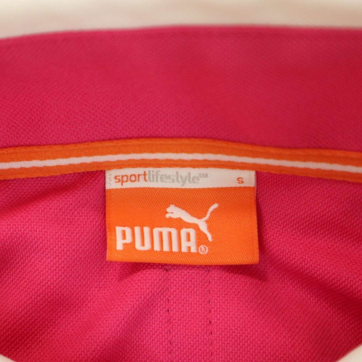 PUMA GOLF Puma Golf весна лето Logo вышивка * переключатель стрейч короткий рукав кнопка down рубашка-поло Sz.S мужской белый × розовый A4T07260_6#A