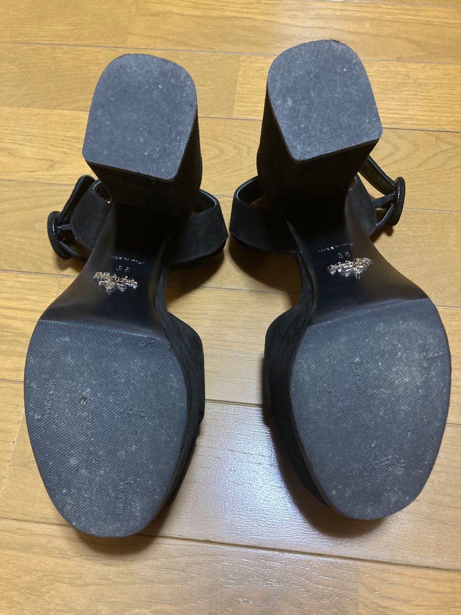 PRADA プラダ 青タグ プラットフォーム 厚底サンダル パンプス黒 PRADA プラダ 青タグ プラットフォーム 厚底サンダル パンプス黒