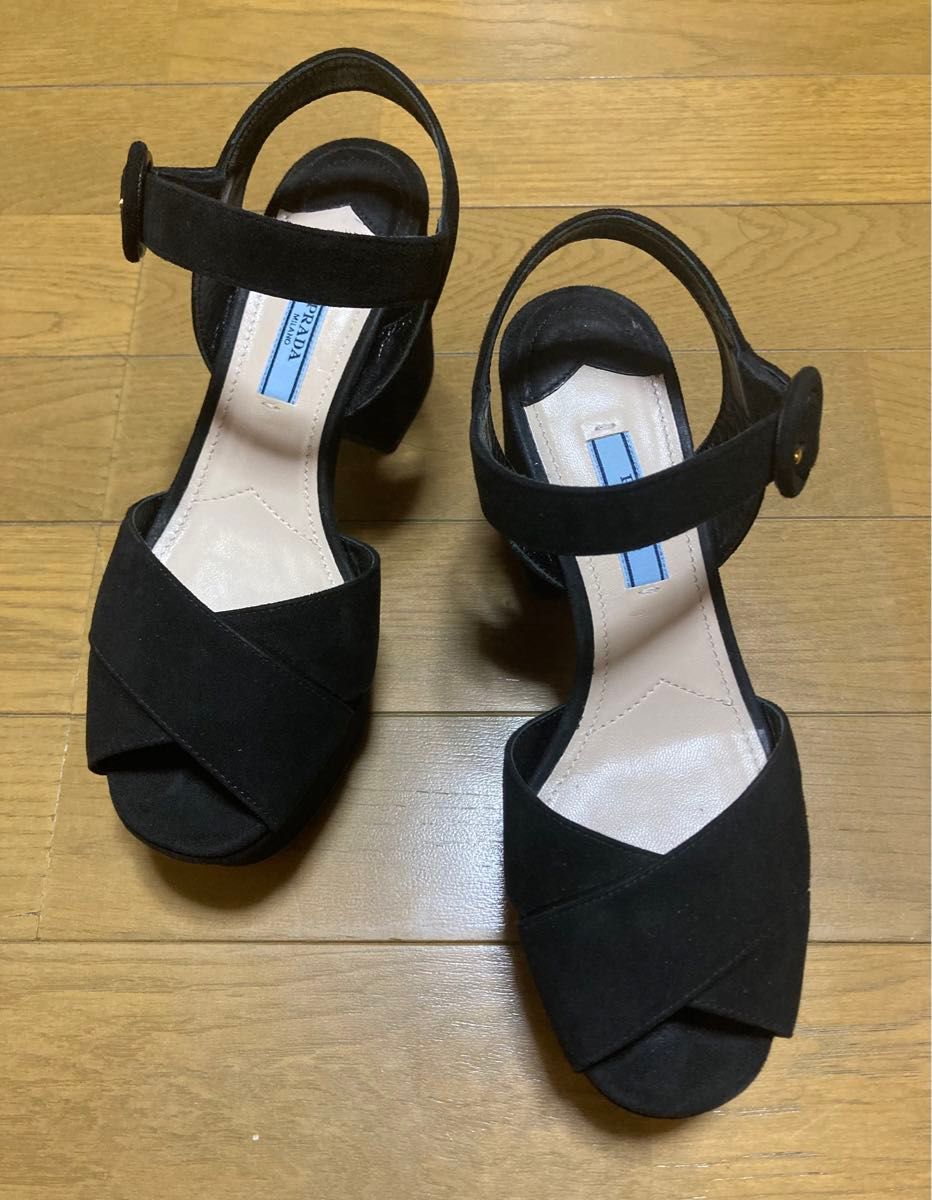 PRADA プラダ 青タグ プラットフォーム 厚底サンダル パンプス黒 PRADA プラダ 青タグ プラットフォーム 厚底サンダル パンプス黒
