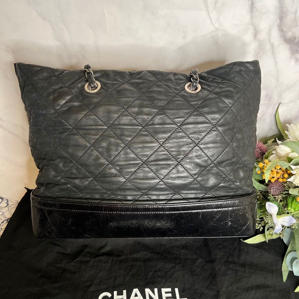 VINTAGE シャネル ガブリエール トートバッグ ブラック CHANEL シャネル【美品】チェーンショルダー トートバッグ