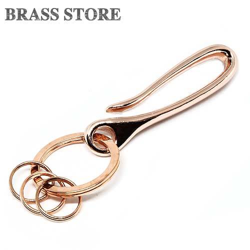  brass tsuli burr hook key holder pink gold (M size ).... belt hook key ring double ring brass key chain 