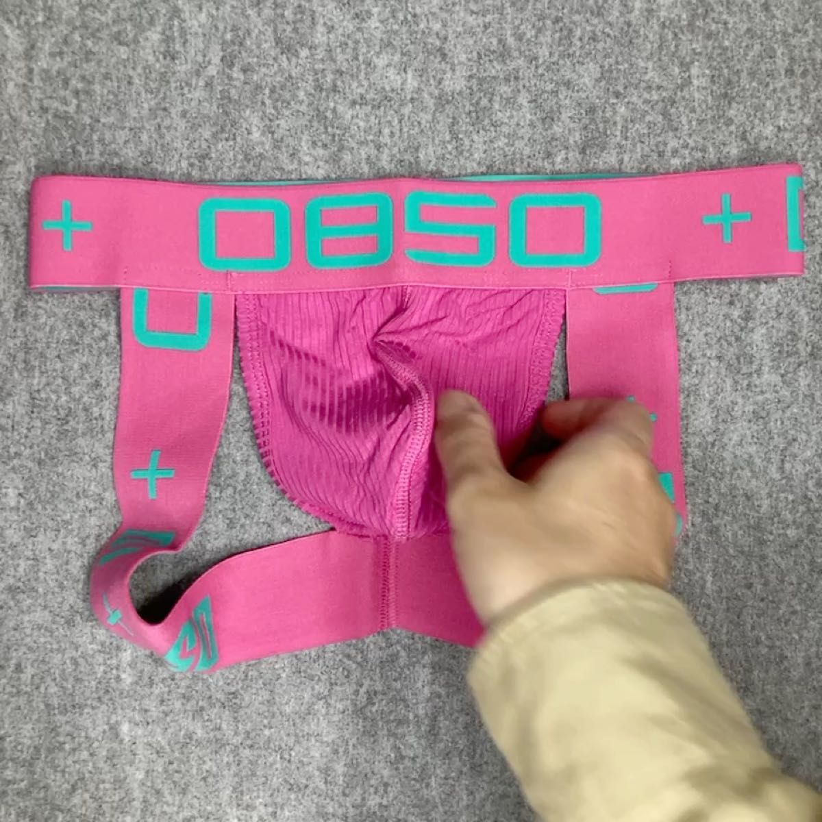 【0850】ジョックストラップ(ケツワレ)ショッキングピンク コバルトブルー 記号 数字 柄 Mサイズ