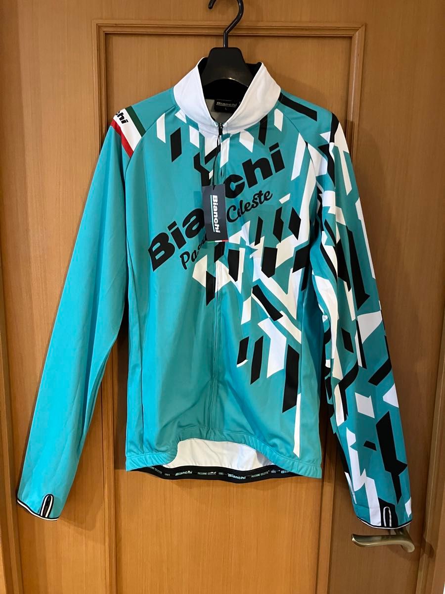 ビアンキ美品】Bianchi サイクルジャージ 黒・水色 長袖 ビアンキ美品】Bianchi サイクルジャージ 黒・水色 長袖