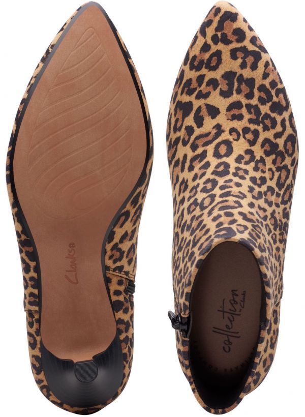 Clarks 27cm ботинки молния язык Leopard замша кожа кожа леопардовая расцветка ботиночки - Loafer балет спортивные туфли туфли-лодочки AC4